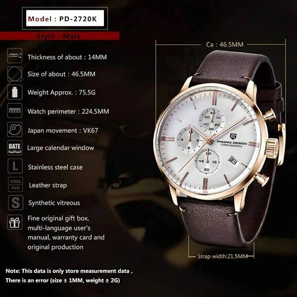 Branded watch Pagani design Flight edition for men's 1