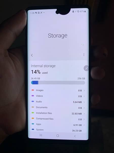 Samsung not 10 storage 256 7