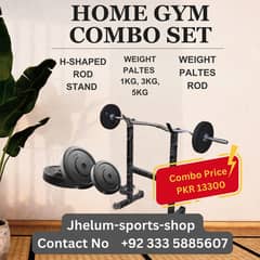 Home Gym Combo Set | plates | weight plates rodds | H shaped rod stand