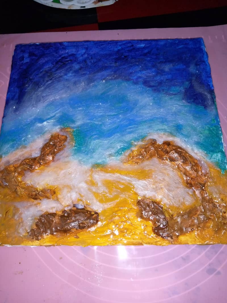 Resin ocean textured canvas 1