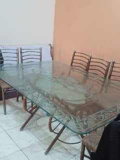 4×6 Glass Dinning Table With Iron Chairs