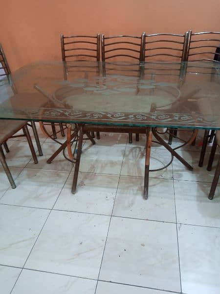 4×6 Glass Dinning Table With Iron Chairs 2