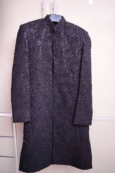 Premium Black Sherwani Set Only One Time Used 1