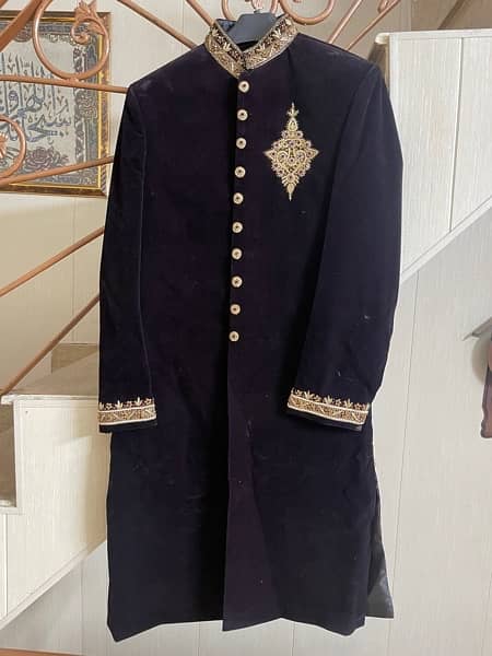 Black velvet sherwani size Small 2