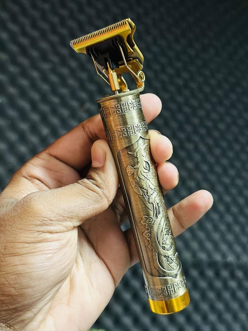 T9 Golden Professional Vintage Dragon Hair Trimmer Metal RECHARGEABLE 5