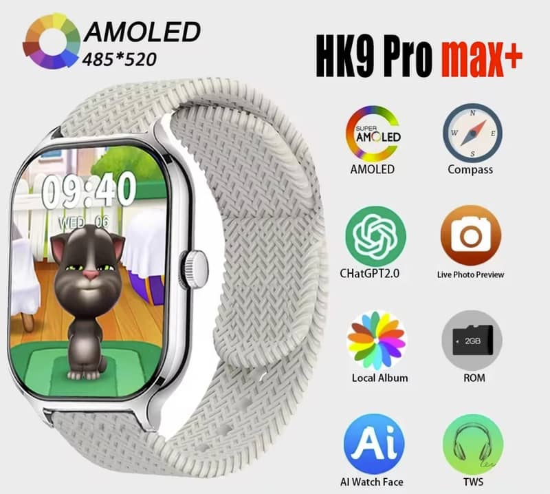 Hk9 Pro Max+ Smartwatch 2.02 Amoled Screen Support Local Music Tws Con 0