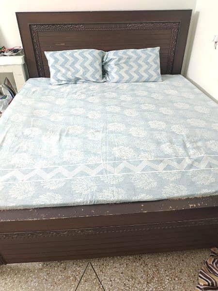 Wooden King Size Bed with Mattress 1