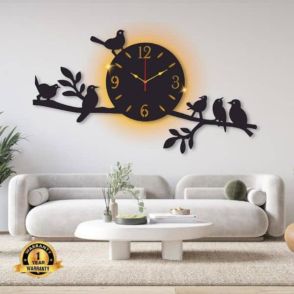 Sparrow Design Laminated Wall Clock With Blacklight 1