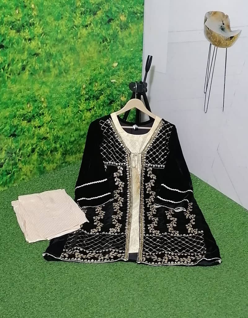 5000micro Velvet Embroidered  sequin frok 2P For Women|Ready To Wear 2