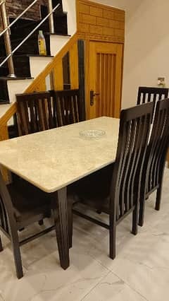 6 seater marble top new dinning table for sale