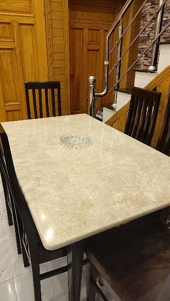 6 seater marble top new dinning table for sale 1