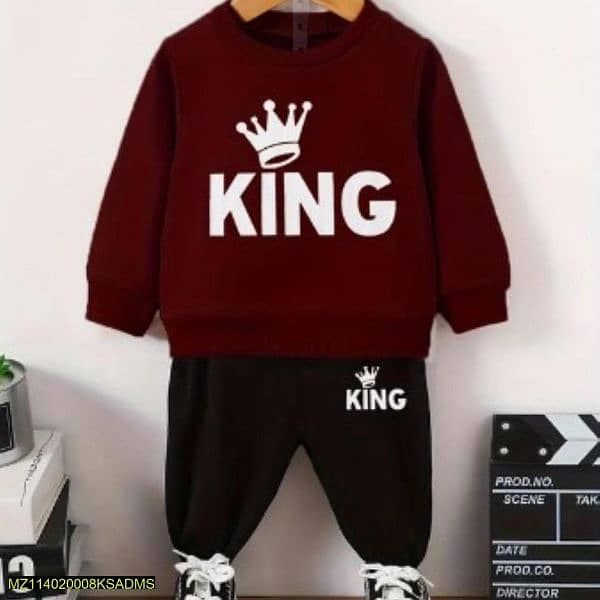 2 PCs kids unisex polyester printed tracksuit 4