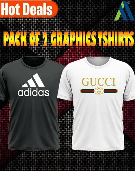 Jersey Printed Half Sleeves Shirt Pack Of 2   free delivery 1