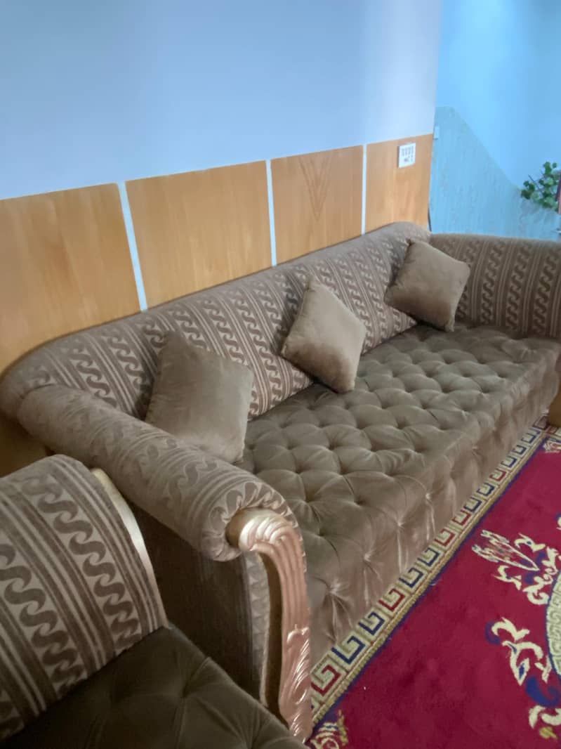 Orignal wooden Velvet Poshing Sofa Set 3