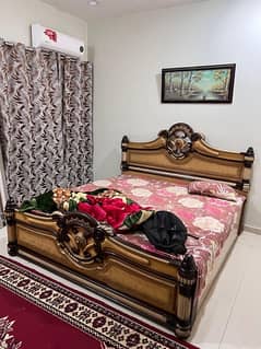 Brown color old style king size double bed newly polished