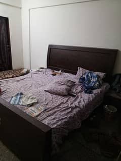 wooden Bed king size with mattress