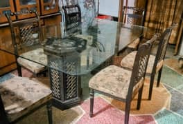 Glass Dining Table with 6 chairs