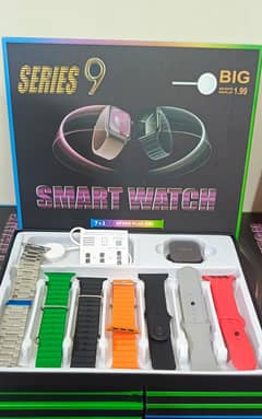 Series 9 Curve Display AMOLED 7 in 1 Strap Smartwatch/ 7 strap Watch