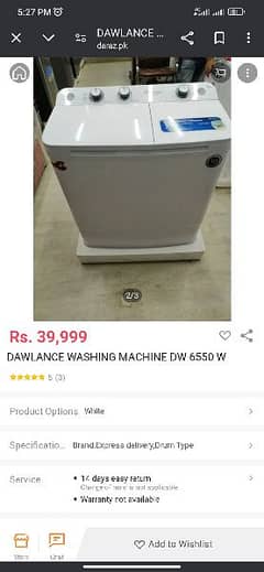 dawlance washing machine and spinner