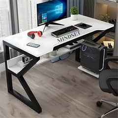 Gaming Office Desk, K Shape Computer and Study Table, Metal Legs