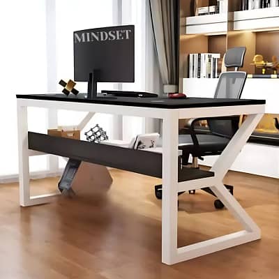 Gaming Office Desk, K Shape Computer and Study Table, Metal Legs 1