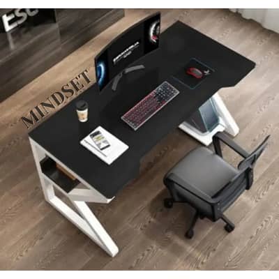 Gaming Office Desk, K Shape Computer and Study Table, Metal Legs 3