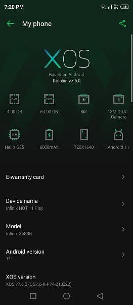 infinix hot 11 play 4/64 1