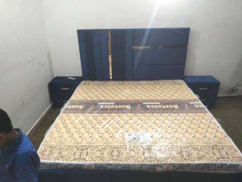 Velvet bed for sale with mattress 7