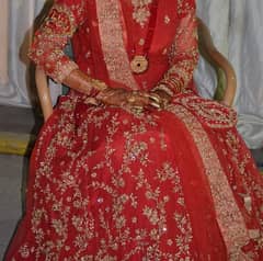 Bridal lehnga in red color