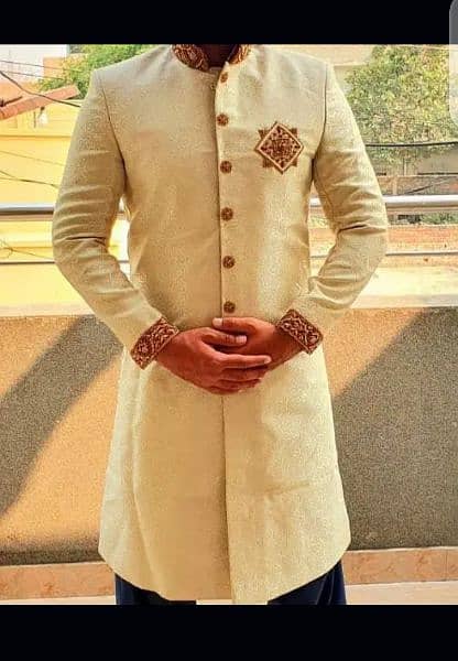 Groom sherwani,kulla and khussa complete set for sale 5