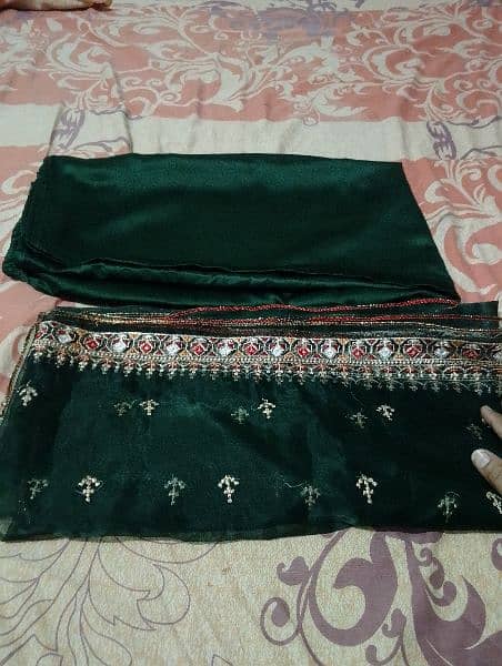 Silk Frock In dark green colour 3