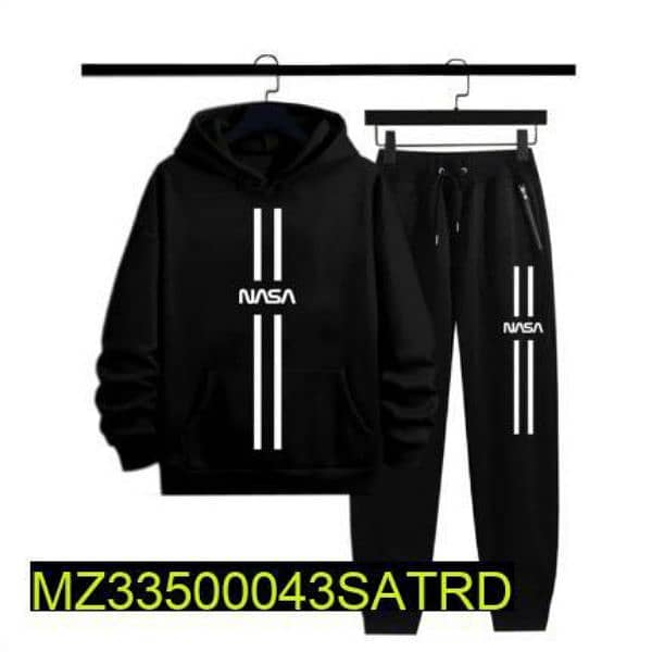 2 Pcs Men's Stitched polyester Fleece printed tracksuit 3