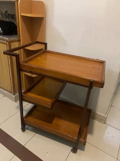 Tea trolley pure wood & wrougth iron