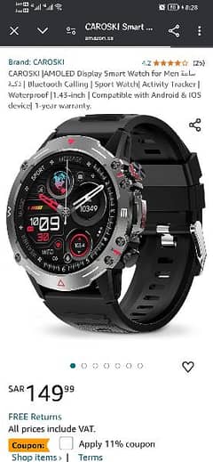 Super AMOLED Display smart watch 4 to 6 day battery backup