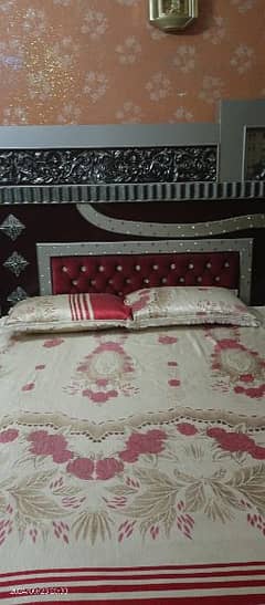 Wooden Bed, side tables, almirah, Showcase 0