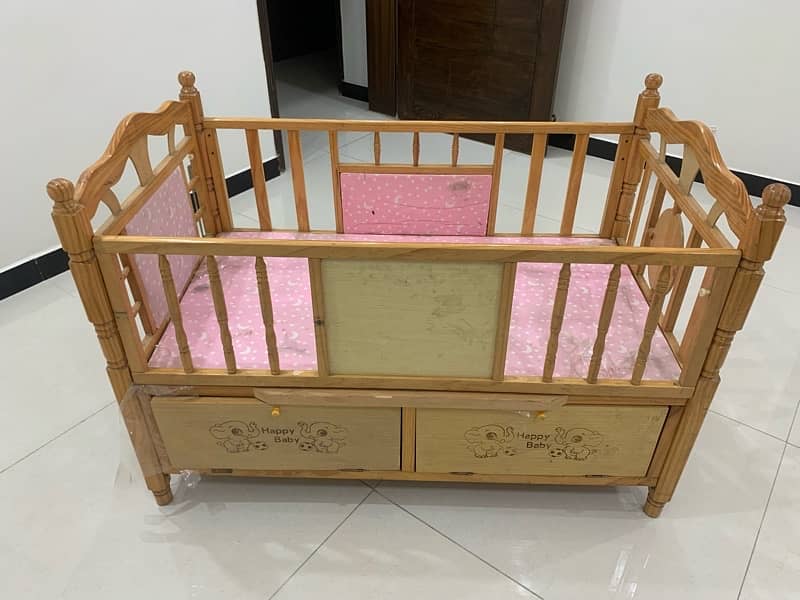 wooden baby cot extendable with drawers 0