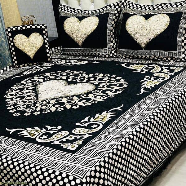 4 Pcs Velvet Jacquard Embossed Double Bedsheet 0