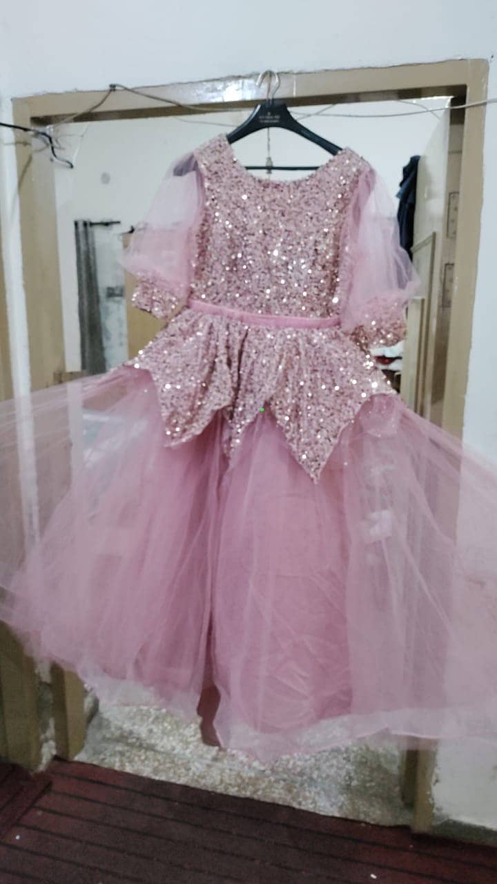 Pink Party Dress Long Fawl Frok 4