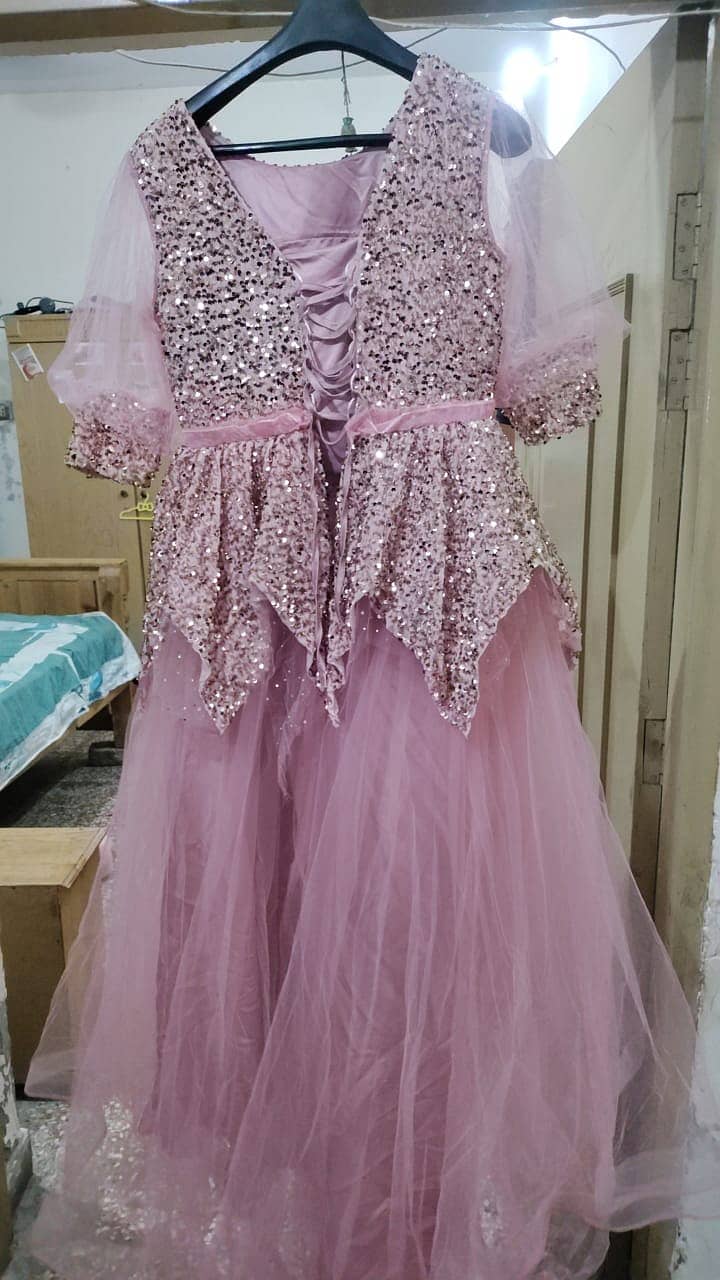 Pink Party Dress Long Fawl Frok 5