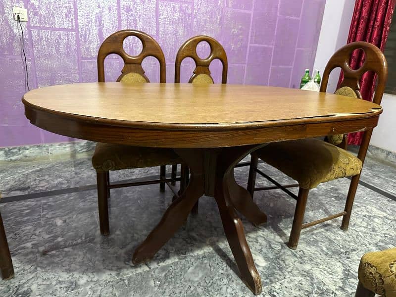 Wooden Dining table with 6 chairs for sale 1