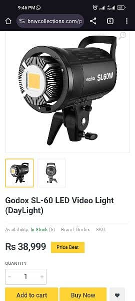 Godox Sl60w Video Light Octobox 120cm Heavy-duty Stand 3