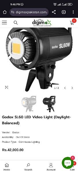 Godox Sl60w Video Light Octobox 120cm Heavy-duty Stand 4