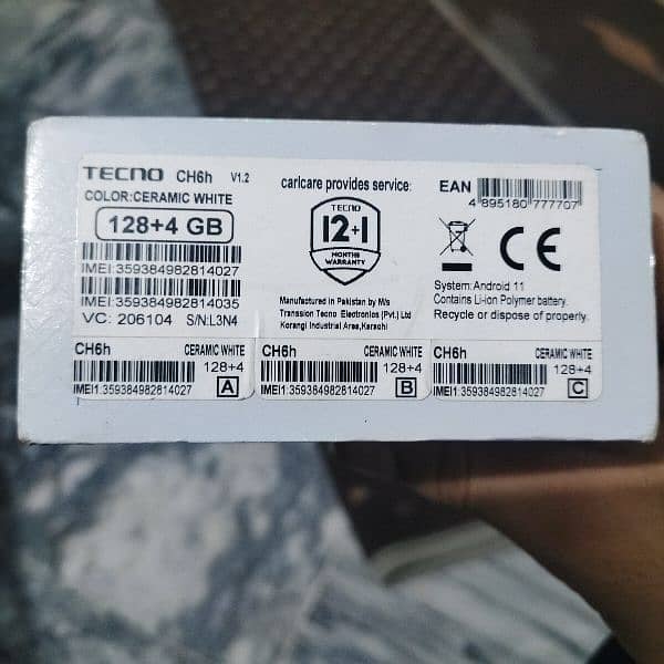 Techno camon 18t PTA approved 10 by 10 condition 10month used 9