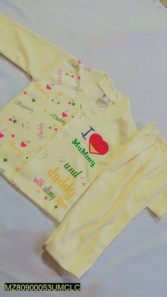 2 Pcs Kid's Stitched Fleece Printed Shirt And Trouser Set 4