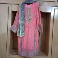 3pc chiffon dress with chiffon duppata