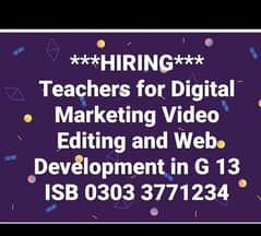 Required Teacher for Digital Marketing and web development