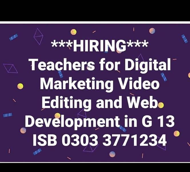 Required Teacher for Digital Marketing and web development 0