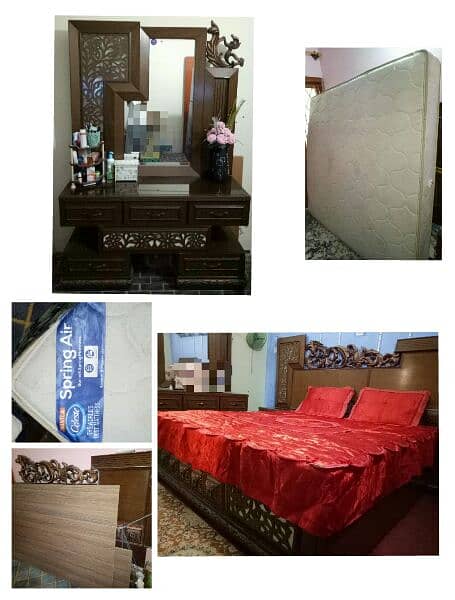 Wooden King Size Bed , Mattress , Dressing , for sale 0