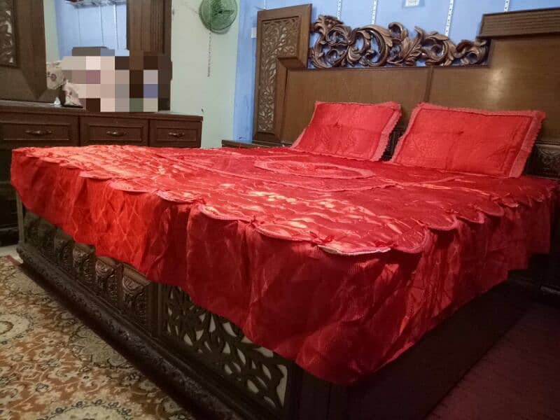 Wooden King Size Bed , Mattress , Dressing , for sale 1