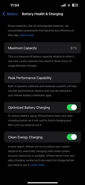 i phone 13pro max 128 GB LLA model battery health 81% 1